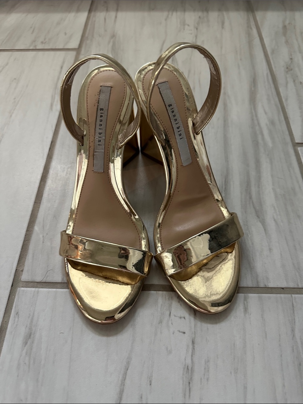 Gianni Bini Metallic Gold Slingback Heels